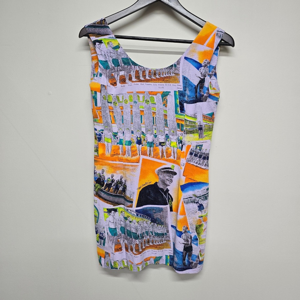Jams World Lifeguard Photo Print Mini Dress Womens S Rayon Hawaiian Aloha